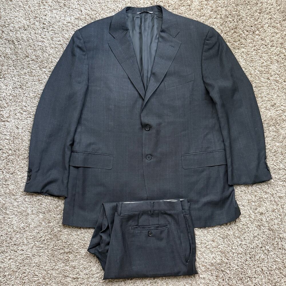 Canali Made In Italy Grey Suit And Pants 2 Button 100% Wool Size 42R Size 36W
